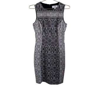 Belle Badgley Mischka Womens Snakeskin Print Sleeveless Sheath Dress Grey Size 2
